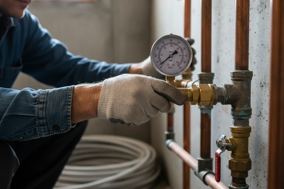Pressure testing a repaired line during Water Line Repair in Myers Flat